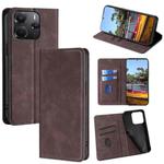 For Redmi Note 14 4G 164.84mm Skin Feel Magnetic Leather Phone Case(Dark Brown)