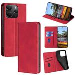 For Redmi Note 14 4G 164.84mm Skin Feel Magnetic Leather Phone Case(Red)