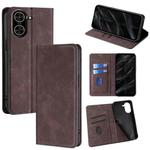 For Redmi A5 4G 171.7mm Skin Feel Magnetic Leather Phone Case(Dark Brown)