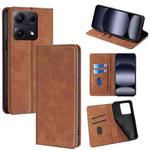 For Redmi Note 14S 4G Skin Feel Magnetic Leather Phone Case(Light Brown)
