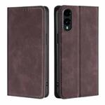 For Fujitsu Arrows We2 Skin Feel Magnetic Leather Phone Case(Dark Brown)