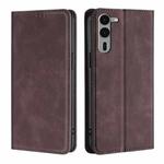 For Fujitsu Arrows We2 Plus Skin Feel Magnetic Leather Phone Case(Dark Brown)