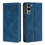 For Fujitsu Arrows We2 Plus Skin Feel Magnetic Leather Phone Case(Blue)