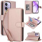 For OPPO A3 4G / 5G Global / A3X 4G / 5G India Multi-Card Wallet RFID Leather Phone Case(Rose Gold)