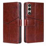 For Sony Xperia 1 VI Geometric Stitching Leather Phone Case(Dark Brown)