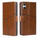 For Sony Xperia 10 VI Geometric Stitching Leather Phone Case(Light Brown)