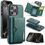 For iPhone 16 Pro Max DG.MING M6 Series RFID Tri-fold Card Bag Removable Leather Phone Case(Green)