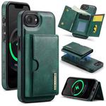 For iPhone 16e DG.MING M6 Series RFID Tri-fold Card Bag Removable Leather Phone Case(Green)