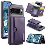 For Google Pixel 9 Pro XL DG.MING M6 Series RFID Tri-fold Card Bag Removable Leather Phone Case(Purple)