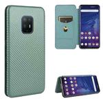 For Fujitsu Arrows 5G (F-51A) Carbon Fiber Texture Horizontal Flip TPU + PC + PU Leather Case with Card Slot(Green)