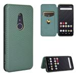 For Fujitsu Arrows Be4 (F-41A) Carbon Fiber Texture Horizontal Flip TPU + PC + PU Leather Case with Card Slot(Green)