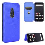 For Fujitsu Arrows Be4 (F-41A) Carbon Fiber Texture Horizontal Flip TPU + PC + PU Leather Case with Card Slot(Blue)