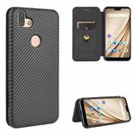 For Fujitsu Arrows RX (Arrows M05) Carbon Fiber Texture Horizontal Flip TPU + PC + PU Leather Case with Card Slot(Black)