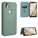 For Fujitsu Arrows RX (Arrows M05) Carbon Fiber Texture Horizontal Flip TPU + PC + PU Leather Case with Card Slot(Green)