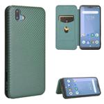 For Fujitsu Arrows U / 801FJ / Arrows J Carbon Fiber Texture Horizontal Flip TPU + PC + PU Leather Case with Card Slot(Green)