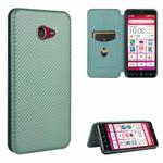 For Kyocera Basio 4 KYV47 Carbon Fiber Texture Horizontal Flip TPU + PC + PU Leather Case with Card Slot(Green)