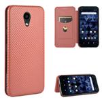 For Kyocera DIGNO BX Carbon Fiber Texture Horizontal Flip TPU + PC + PU Leather Case with Card Slot(Brown)