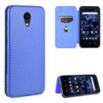 For Kyocera DIGNO BX Carbon Fiber Texture Horizontal Flip TPU + PC + PU Leather Case with Card Slot(Blue)