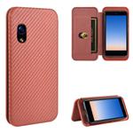 For Rakuten mini Carbon Fiber Texture Horizontal Flip TPU + PC + PU Leather Case with Card Slot(Brown)