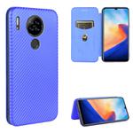 For Blackview A80 Carbon Fiber Texture Horizontal Flip TPU + PC + PU Leather Case with Card Slot(Blue)