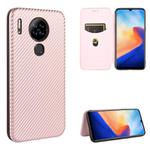 For Blackview A80 Carbon Fiber Texture Horizontal Flip TPU + PC + PU Leather Case with Card Slot(Pink)
