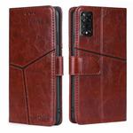 For TCL 50 5G Geometric Stitching Leather Phone Case(Dark Brown)