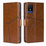 For TCL 501 4G Geometric Stitching Leather Phone Case(Light Brown)