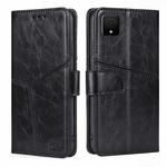 For TCL 502 Geometric Stitching Leather Phone Case(Black)