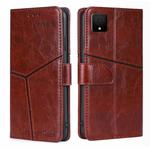 For TCL 502 Geometric Stitching Leather Phone Case(Dark Brown)