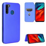 For Blackview A80 Pro Carbon Fiber Texture Horizontal Flip TPU + PC + PU Leather Case with Card Slot(Blue)