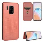 For Oukitel C18 Pro Carbon Fiber Texture Horizontal Flip TPU + PC + PU Leather Case with Card Slot(Brown)