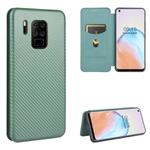 For Oukitel C18 Pro Carbon Fiber Texture Horizontal Flip TPU + PC + PU Leather Case with Card Slot(Green)