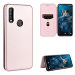 For Oukitel C17 / C17 Pro Carbon Fiber Texture Horizontal Flip TPU + PC + PU Leather Case with Card Slot(Pink)