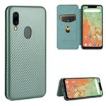 For UMIDIGI A3X Carbon Fiber Texture Horizontal Flip TPU + PC + PU Leather Case with Card Slot(Green)