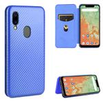 For UMIDIGI A3X Carbon Fiber Texture Horizontal Flip TPU + PC + PU Leather Case with Card Slot(Blue)