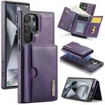 For Samsung Galaxy S24 Ultra 5G DG.MING M6 Series RFID Tri-fold Card Bag Removable Leather Phone Case(Purple)