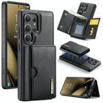 For Samsung Galaxy S25 Ultra 5G DG.MING M6 Series RFID Tri-fold Card Bag Removable Leather Phone Case(Black)