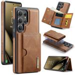 For Samsung Galaxy S25 Ultra 5G DG.MING M6 Series RFID Tri-fold Card Bag Removable Leather Phone Case(Brown)