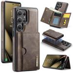 For Samsung Galaxy S25 Ultra 5G DG.MING M6 Series RFID Tri-fold Card Bag Removable Leather Phone Case(Coffee)