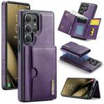 For Samsung Galaxy S25 Ultra 5G DG.MING M6 Series RFID Tri-fold Card Bag Removable Leather Phone Case(Purple)