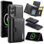 For Samsung Galaxy S25 Edge 5G DG.MING M6 Series RFID Tri-fold Card Bag Removable Leather Phone Case(Black)