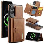For Samsung Galaxy S25 Edge 5G DG.MING M6 Series RFID Tri-fold Card Bag Removable Leather Phone Case(Brown)