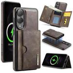 For Samsung Galaxy S25 Edge 5G DG.MING M6 Series RFID Tri-fold Card Bag Removable Leather Phone Case(Coffee)