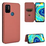 For UMIDIGI A7 Pro Carbon Fiber Texture Horizontal Flip TPU + PC + PU Leather Case with Card Slot(Brown)