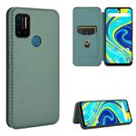 For UMIDIGI A7 Pro Carbon Fiber Texture Horizontal Flip TPU + PC + PU Leather Case with Card Slot(Green)