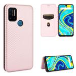 For UMIDIGI A7 Pro Carbon Fiber Texture Horizontal Flip TPU + PC + PU Leather Case with Card Slot(Pink)