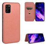 For UMIDIGI S5 Pro Carbon Fiber Texture Horizontal Flip TPU + PC + PU Leather Case with Card Slot(Brown)