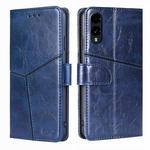 For Fujitsu Arrows We2 Geometric Stitching Leather Phone Case(Blue)