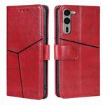 For Fujitsu Arrows We2 Plus Geometric Stitching Leather Phone Case(Red)