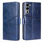 For Fujitsu Arrows We2 Plus Geometric Stitching Leather Phone Case(Blue)